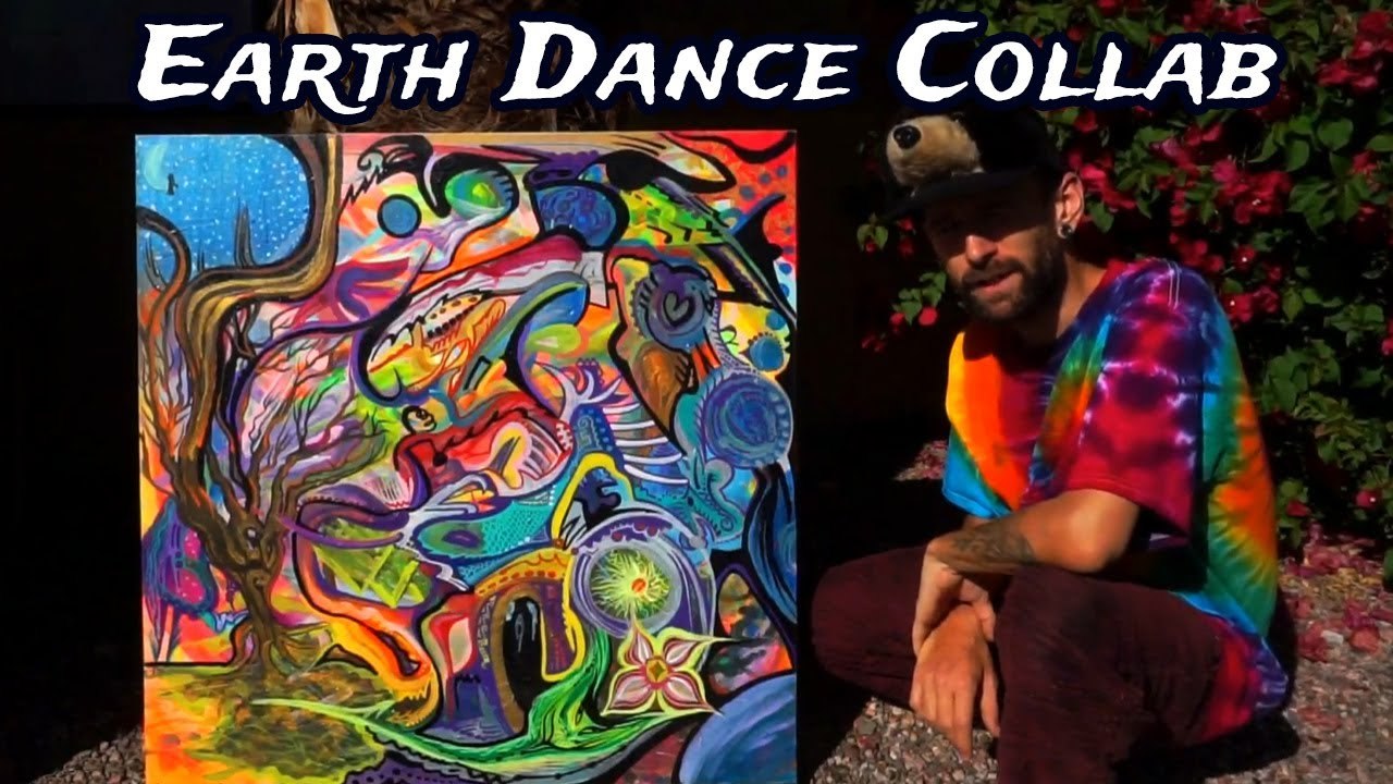 Earth Dance Collaborative Art - Colorful Abstract Painting