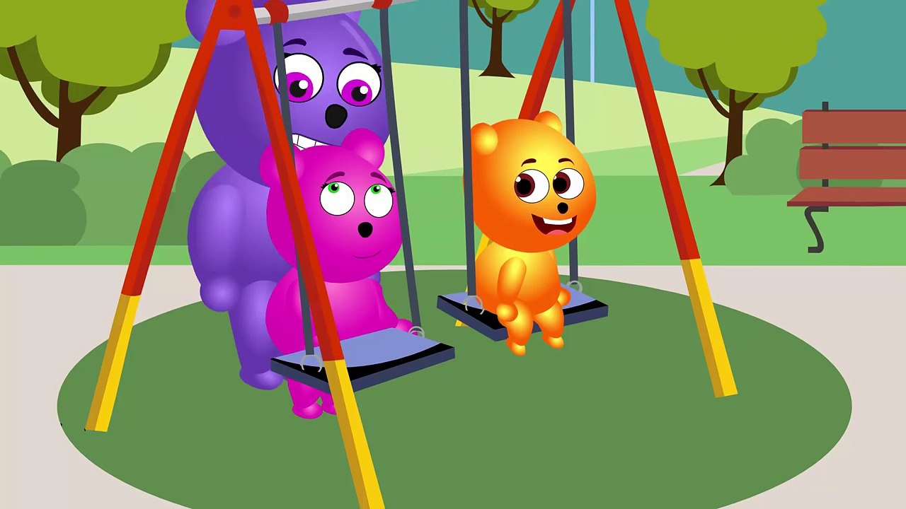 Gummy Bear Baby on the Swings   Surprise Eggs & Play Doh Nursery Rhymes