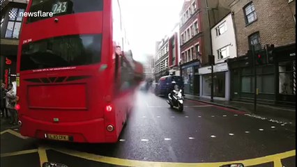 Cyclist rear-ends bus as he fails to stop on time