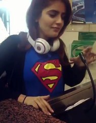 Momina Mustehsan Making Flight Announcement on a PIA Flight