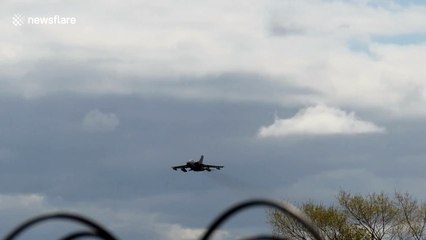 Tornado jet fighter approaches Leeds-Bradford Airport