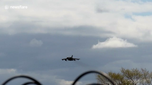 Tornado jet fighter approaches Leeds-Bradford Airport
