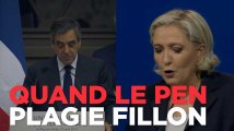 Quand Le Pen plagie Fillon, mot pour mot