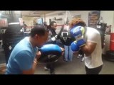 boxing star jarrett hurd working mitts for tony harrison fight