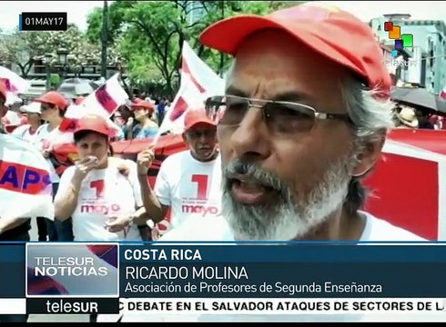 Marchan en Costa Rica en defensa de los derechos laborales