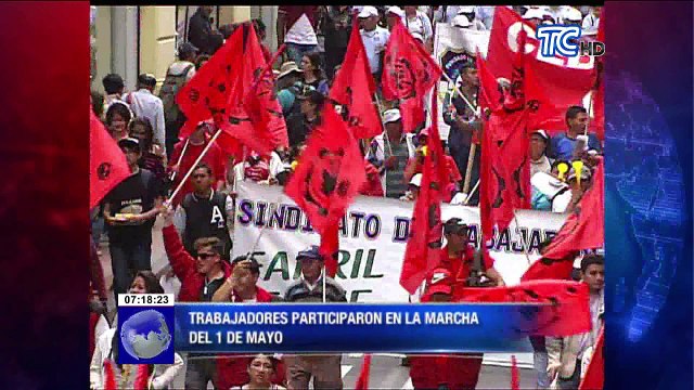 Trabajadores participaron en la marcha del 1 de Mayo