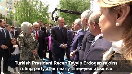 Erdogan rejoins Turkey ruling party after near 3-year absence