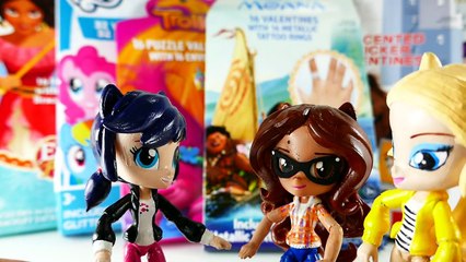 Ladybug Marinette's Valentines Card Haul - Moana, Zootopia, My Little Pony, Trolls, Elena of Avalor
