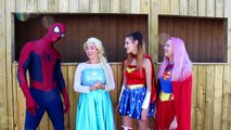 Frozen Elsa Gets a SPIDERMAN TATTOO! w/ Joker  Pink Spidergirl Princess Anna Hulk! Superhero Fun IRL