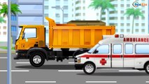 Red Dump Truck w Construction Trucks 2D Kids Animation Cartoon - World of Cars for children