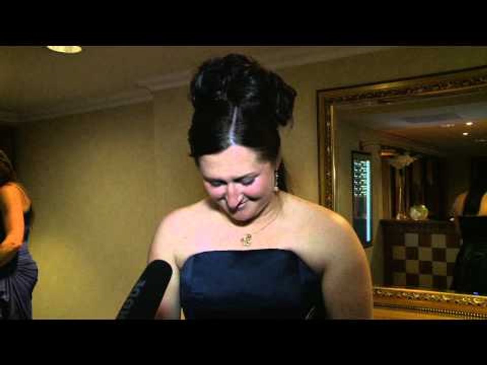 Great Britain's Hannah Stodel shows off her dress