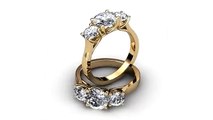 Natalie Diamonds - Yellow Gold Three Stone Trellis Diamond Engagement Ring 161y