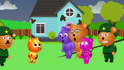 Gummy Bear magic lollipop toy train crash   Surprise Eggs Play Doh Nursery Rhymes