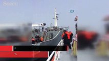 Rus savaş gemisinin mürettebatının kurtarılma anı kamerada