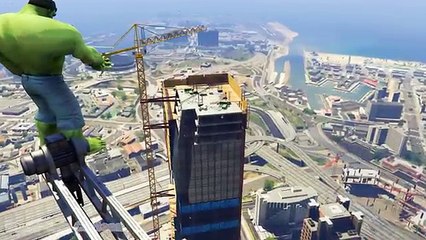 Extreme Jumper Hulk and Spiderman from HighTower! Funny videos for kids