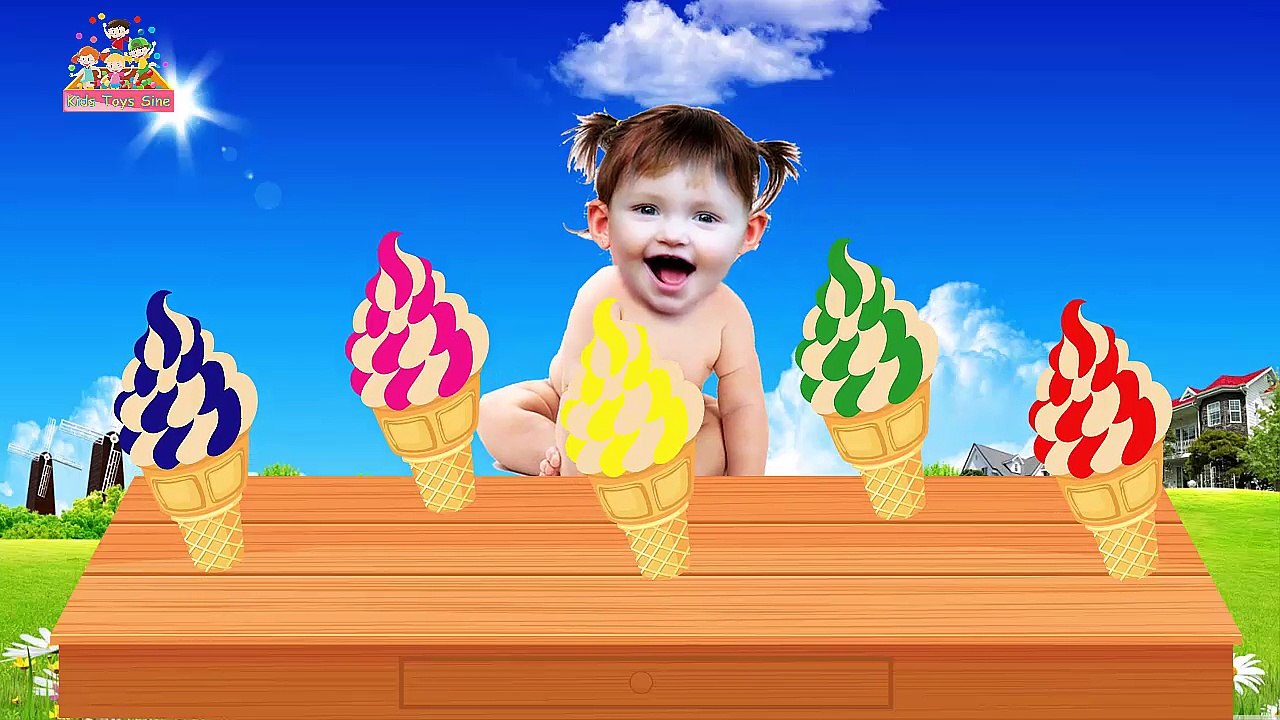 Bad Baby Crying Learn Colors w Colorful Kinder Joy w Ice Cream & Finger Family Song Collection Kids