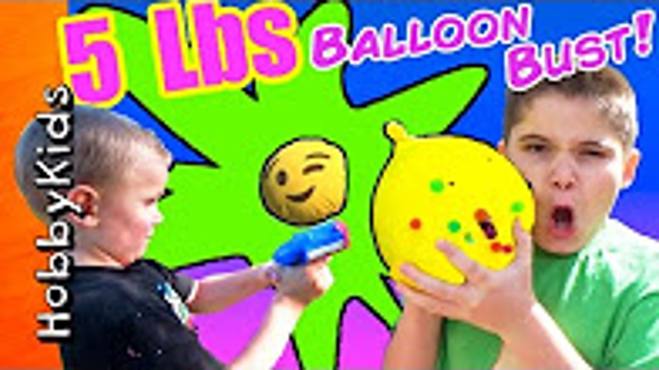 Exploding 5 POUND BALLOON! Heavy + Surprise Confetti Blaster Family Fun HobbyKidsTV