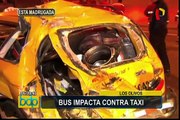 Los Olivos: bus choca contra taxi en Panamericana Norte