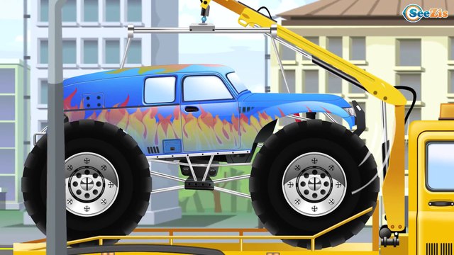 Color the Tow Truck Car Wash and Car Service 2D Kids Animation | Truck Cartoons for Kids