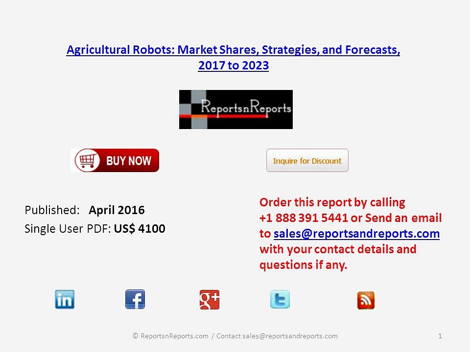 Agricultural Robots Market Shares, Strategies, and Forecasts, 2017 to 2023