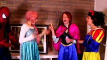 Frozen Elsa & Anna PINK HAIR PRANK! w/ Spiderman Joker Maleficent Baby Gum Spidergirl Superhero Fun