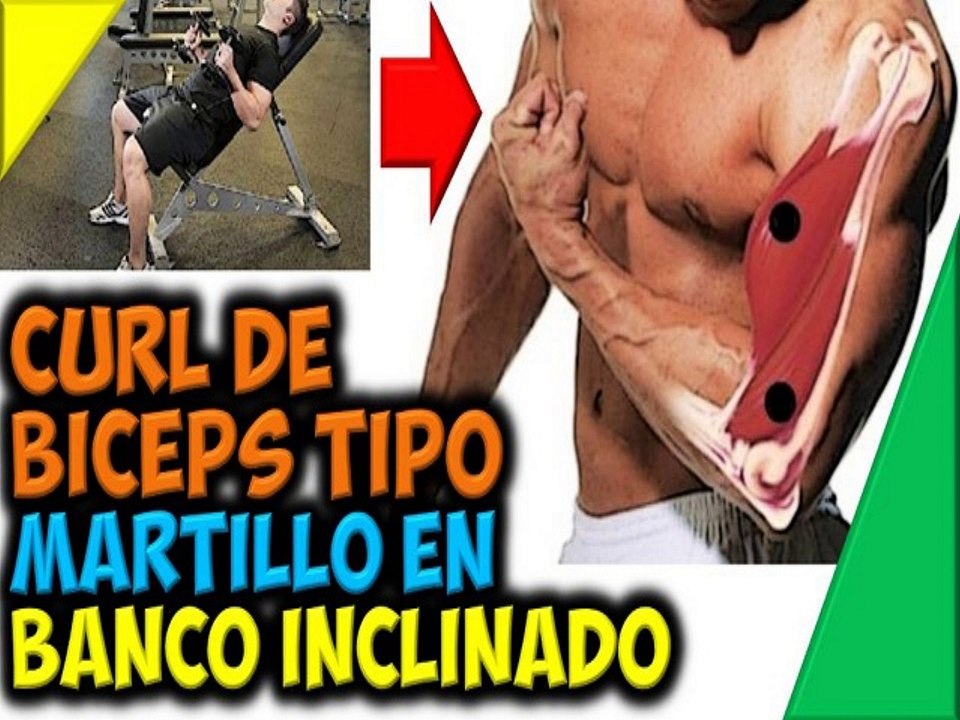 Ejercicios Para Brazos Musculosos Curl de Biceps Tipo Martillo en Banco Inclinado Ganar Musculos