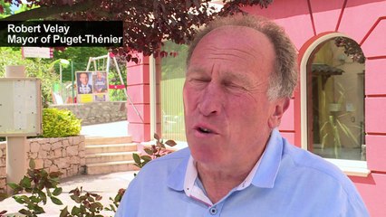 Picture-postcard Provence village turning to the far-right