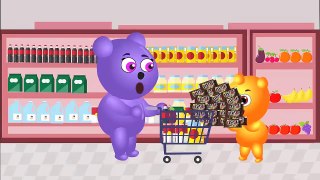 Gummy Bear Eating Candy and bear Treats Teeth  Surprise Eggs & Play Doh Nursery Rhymes