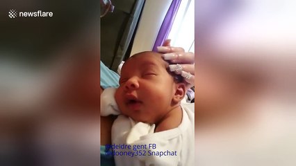 Adorable baby loves head rubs