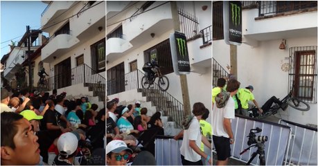 Ciclista de Downhill sofre grave acidente ao chocar contra sacada de uma habitação