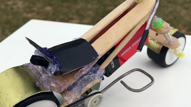 How to Make a Motorcycle Out of Popsicle Sticks and DC Motor - Awesome Toy Car - Chopper Motorcycle-oI30qpdxsmY