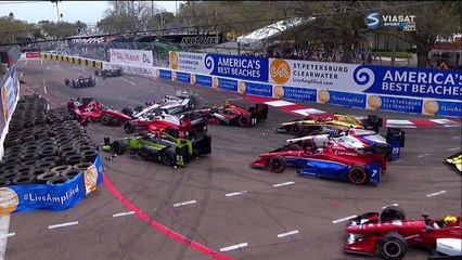 Verizon IndyCar 2016.  Grand Prix of St.  Petersburg.  Restart Multi Car Crash