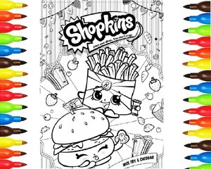 Learn Coloring for Kids and Color Shopkins Fast Food Wise Fry Cheddar