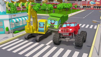 Buldozer Colors for Kids - Cars & Trucks 3D Animation in Colorful Cartoon Finger Family Song