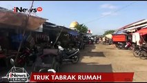 Diduga Mengantuk, Truk Ini Tabrak Rumah Warga