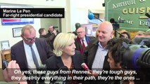 A turbulent campaign visit for Marine Le Pen in Brittany