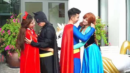 (5)_Frozen Anna vs Snow White SLAP CHALLENGE with Spiderman Elsa Superman Batman Funny Prank Superhero