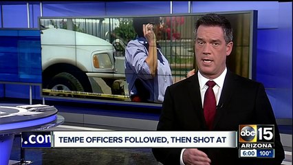 Скачать видео: Officials looking for suspect who shot at Tempe officers