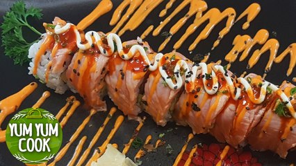 How to Make Salmon Crazy Sushi Roll