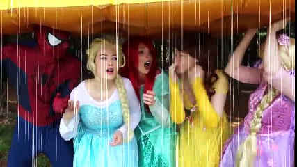 Frozen Elsa & Disney Princess Pizza Party! w_ Spiderman, Pink Spidergirl, Batman & Candy -)
