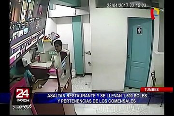Cámaras captan violento asalto a restaurante en Tumbes