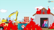 The Yellow Excavator & The Dump Truck at work - Cars & Trucks Cartoons for Children