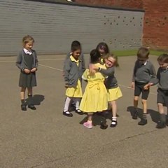 7-year-old Anu shows Birmingham school friends her new sports blade. Super cute