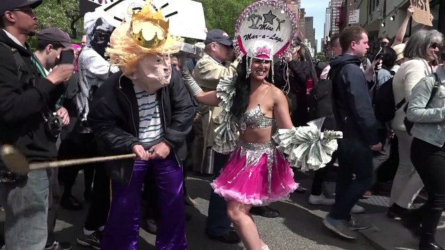 Protesto em Nova York contra presença de Trump