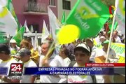 Empresas privadas no podrán aportar a campañas electorales