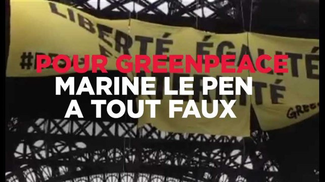Contre le FN, Greenpeace déploie une banderole géante sur la Tour Eiffel