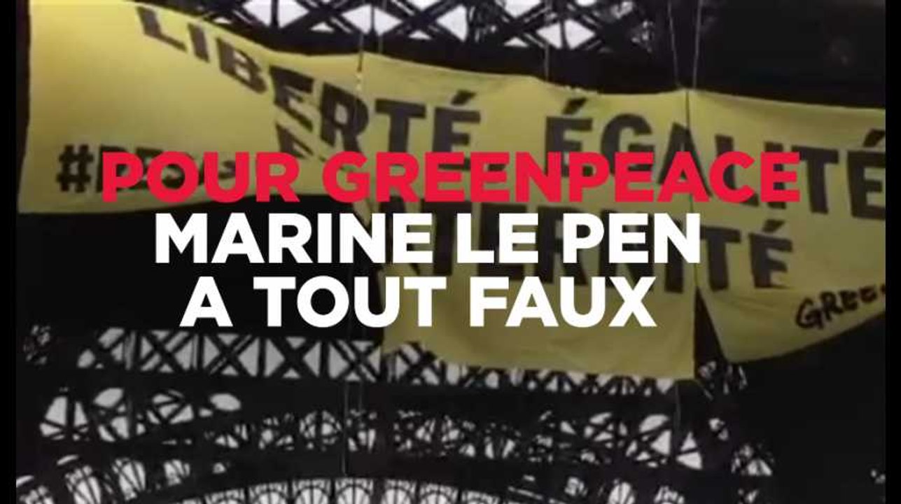 Contre le FN, Greenpeace déploie une banderole géante sur la Tour Eiffel
