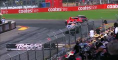 Sheldon Creed with a spectacular finish at the 2015 Clipsal 500 Stadium SUPER Trucks race in Adelaide, Australia.