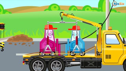 Diggers Cartoon and Tractor, Truck, Excavator & Crane - Construction Vehicles Cartoons for children