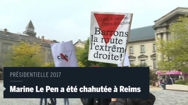 Marine le Pen a été chahutée lors d'une visite surprise à Reims